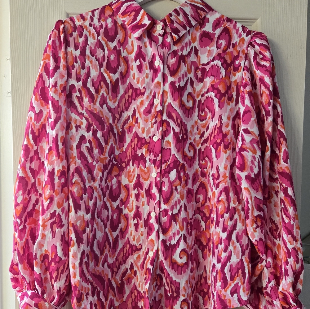 Q2 Pink Vibrant Puff Sleeve Blouse